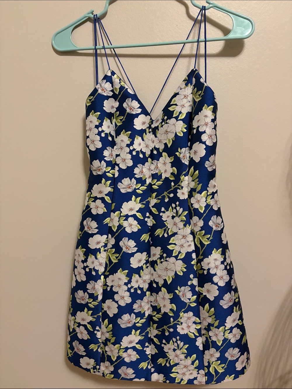 Alice + Olivia Royal Blue Dress with Floral Trim